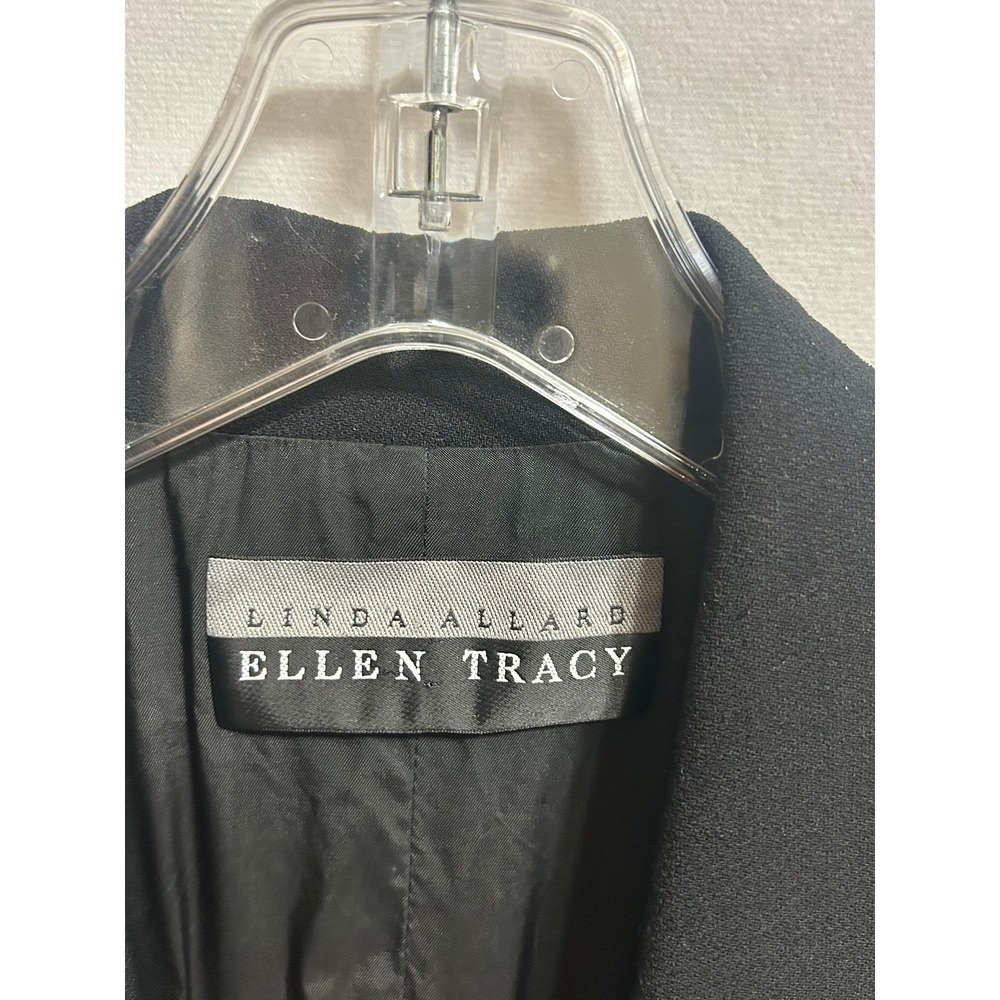 Linda Allard Ellen Tracy Women Size 10 Black Single Button Blazer Wool Jacket - Picture 6 of 12